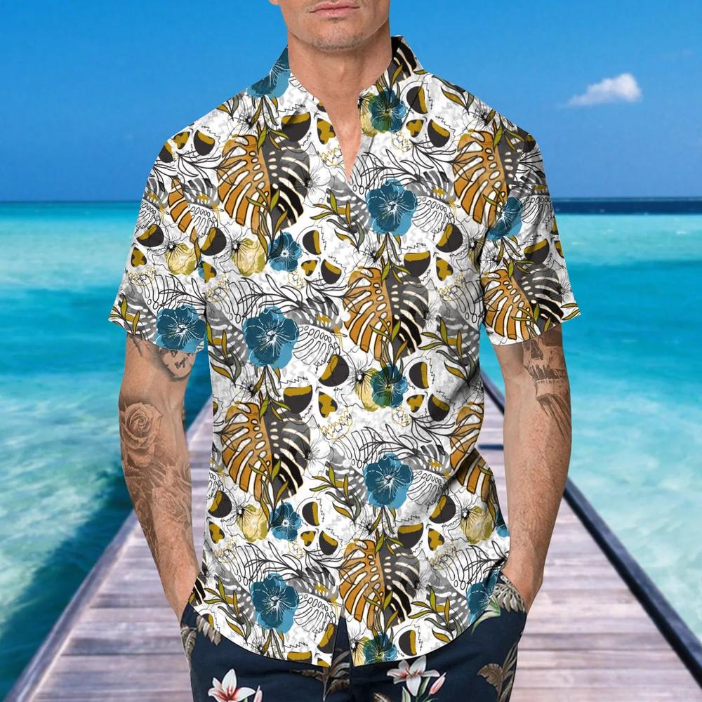 Pattern Happy Summer Skull Hawaiian Shirt