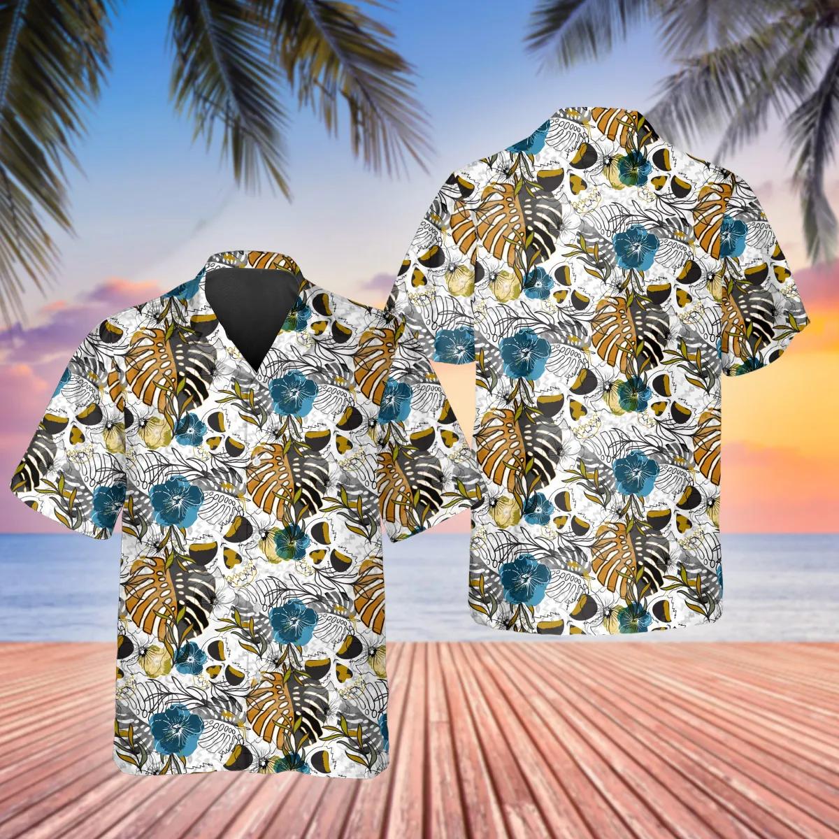 Pattern Happy Summer Skull Hawaiian Shirt