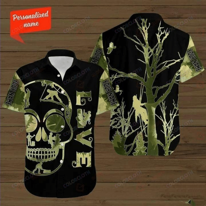 Personalized Arborist Skull Hawaiian Shirt 1