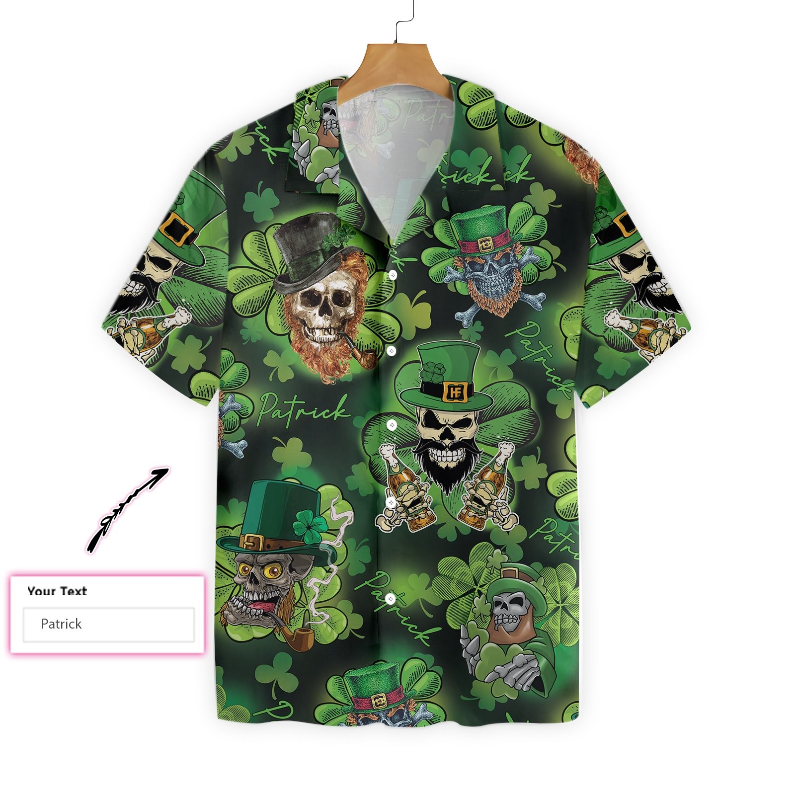 Personalized Name Leprechaun Skull Irish People Proud Custom Hawaiian Shirt