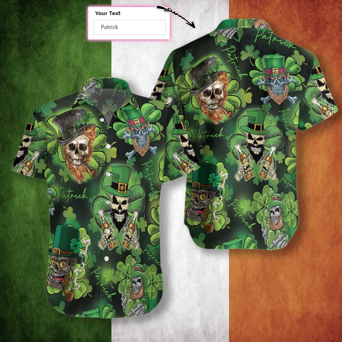 Personalized Name Leprechaun Skull Irish People Proud Ez12 1301 Custom Hawaiian Shirt-1