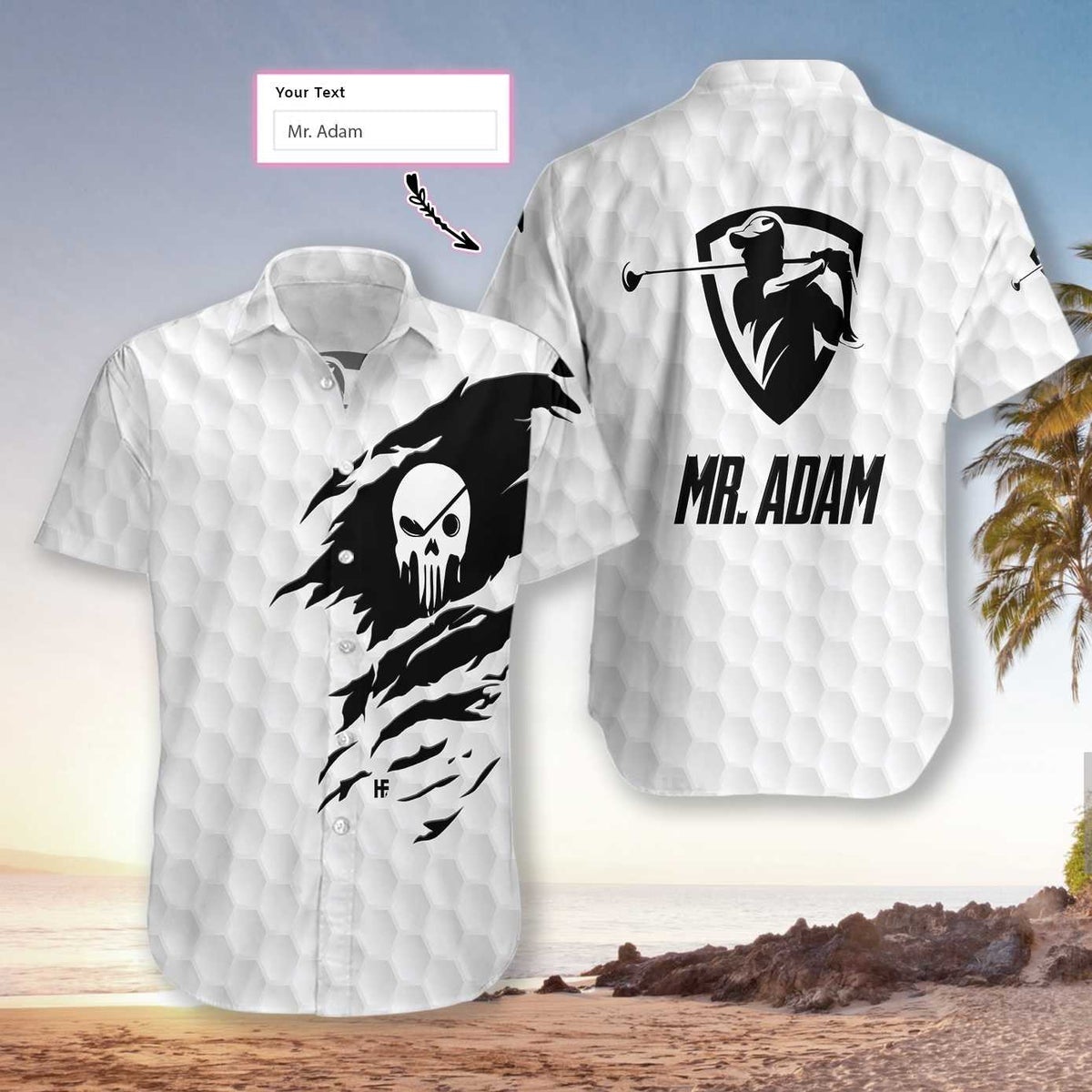 Personalized The Golf Skull Custom Name Hawaiian Shirt For Men Women