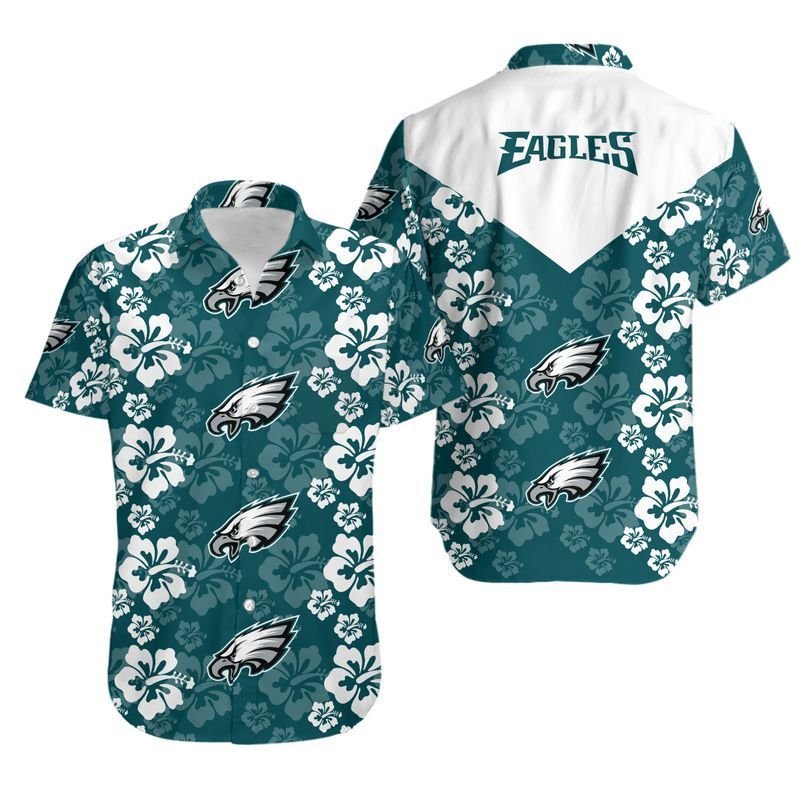 Philadelphia Eagles Flowers Hawaiian Shirt For Fans-1