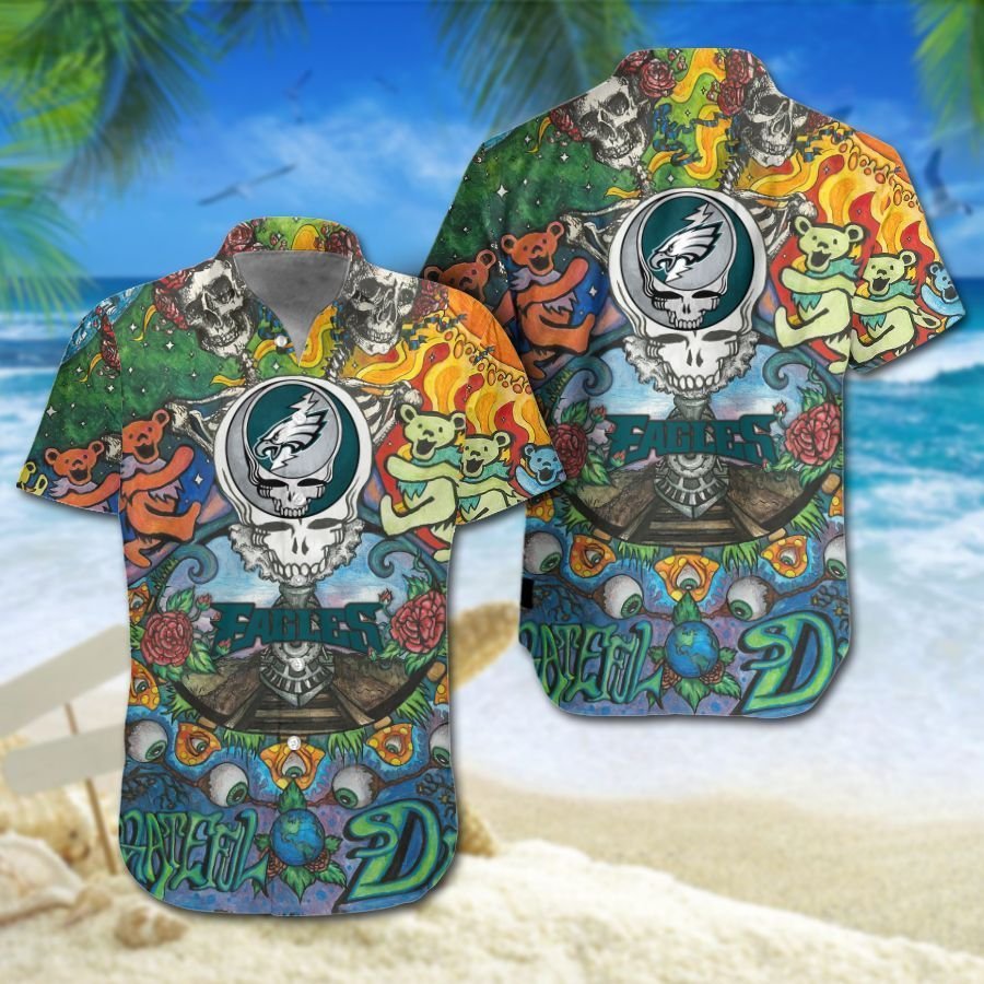 Philadelphia Eagles Grateful Dead Nfl Hawaiian Shirt For Fans-1
