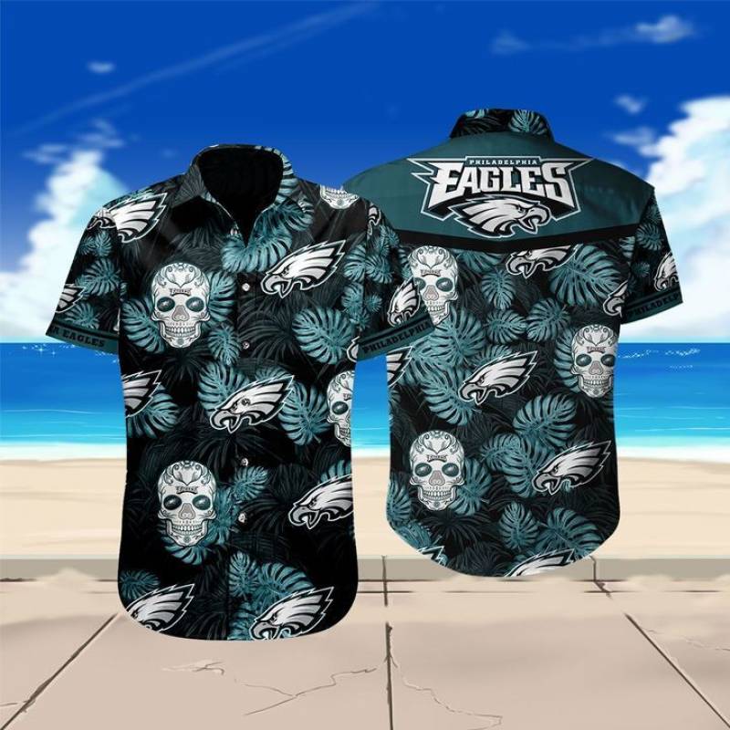 Philadelphia Eagles Sugar Skull Hawaiian Shirt-1