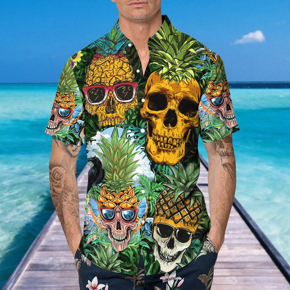 Pineapple Funny Skull Hawaiian Shirt This Trends Summer Beach Shirt For Men Women