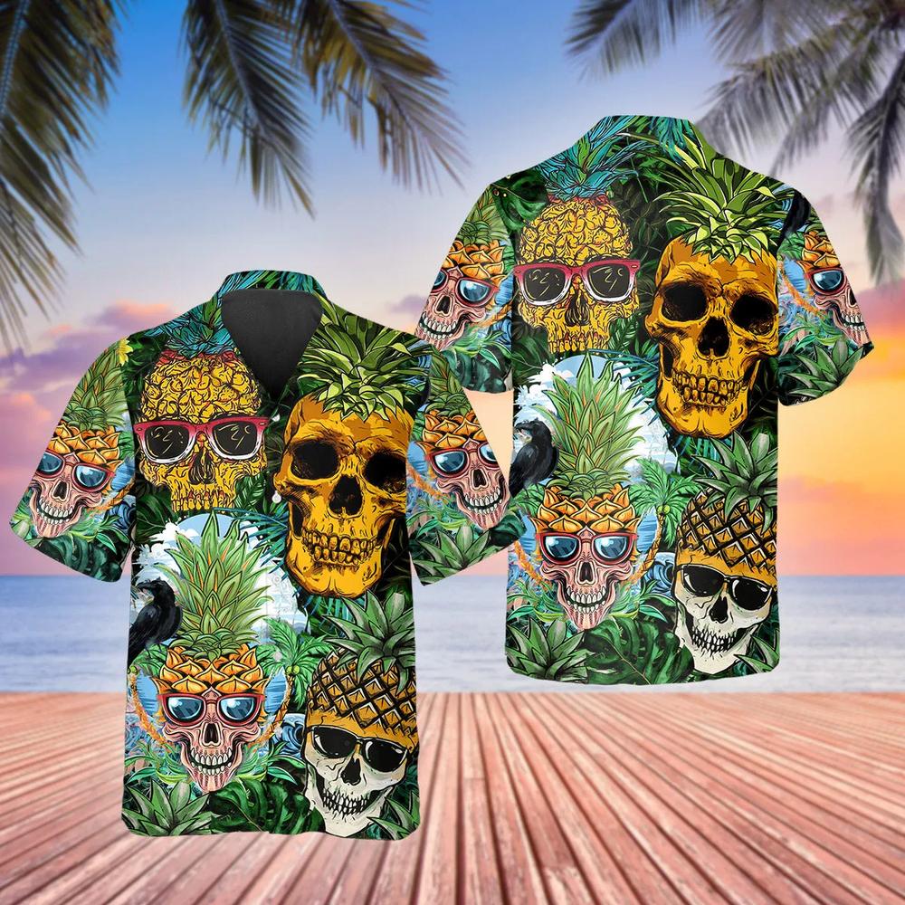 Pineapple Funny Skull Hawaiian Shirt This Trends Summer Beach Shirt For Men Women