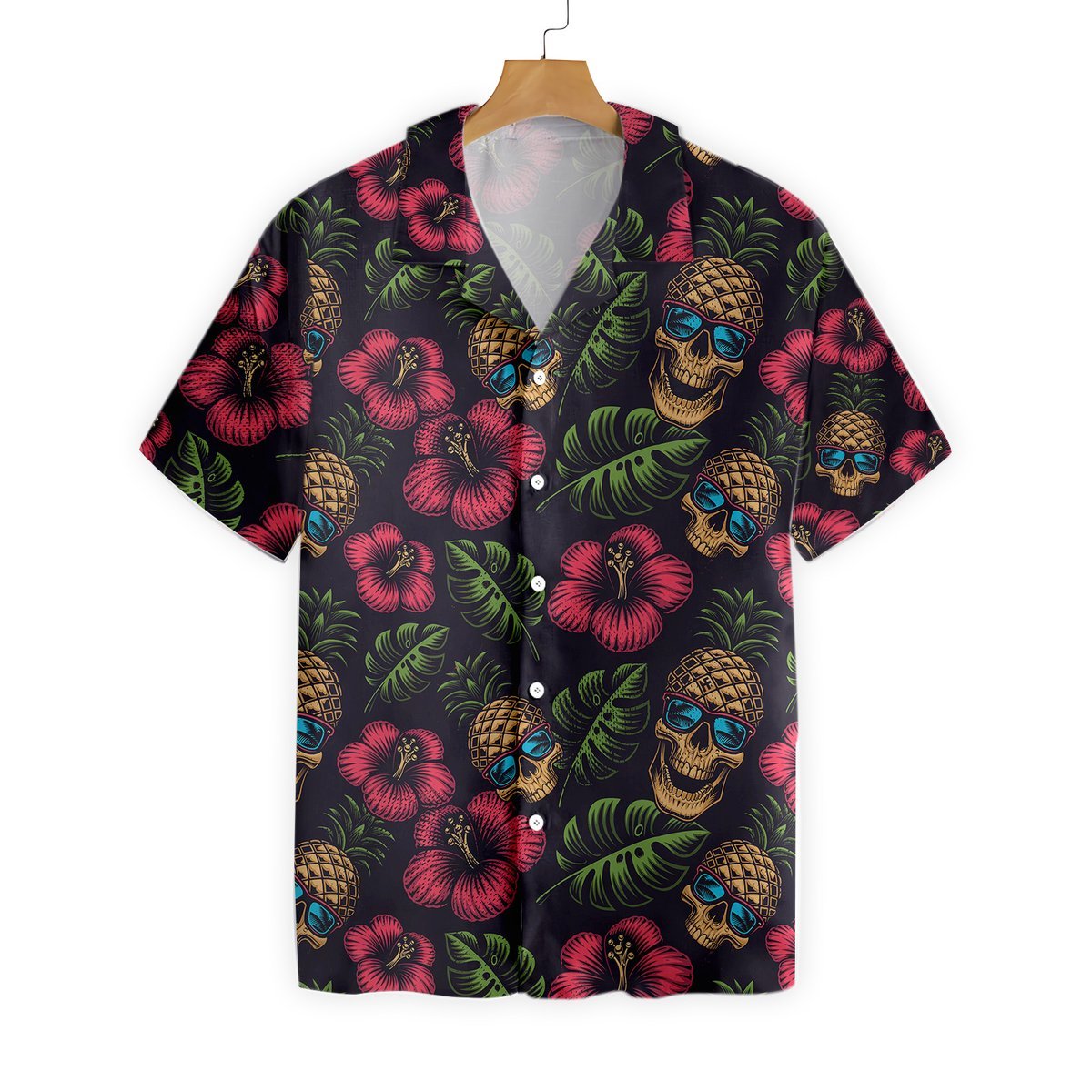 Pineapple Skull Black Hawaiian Shirt