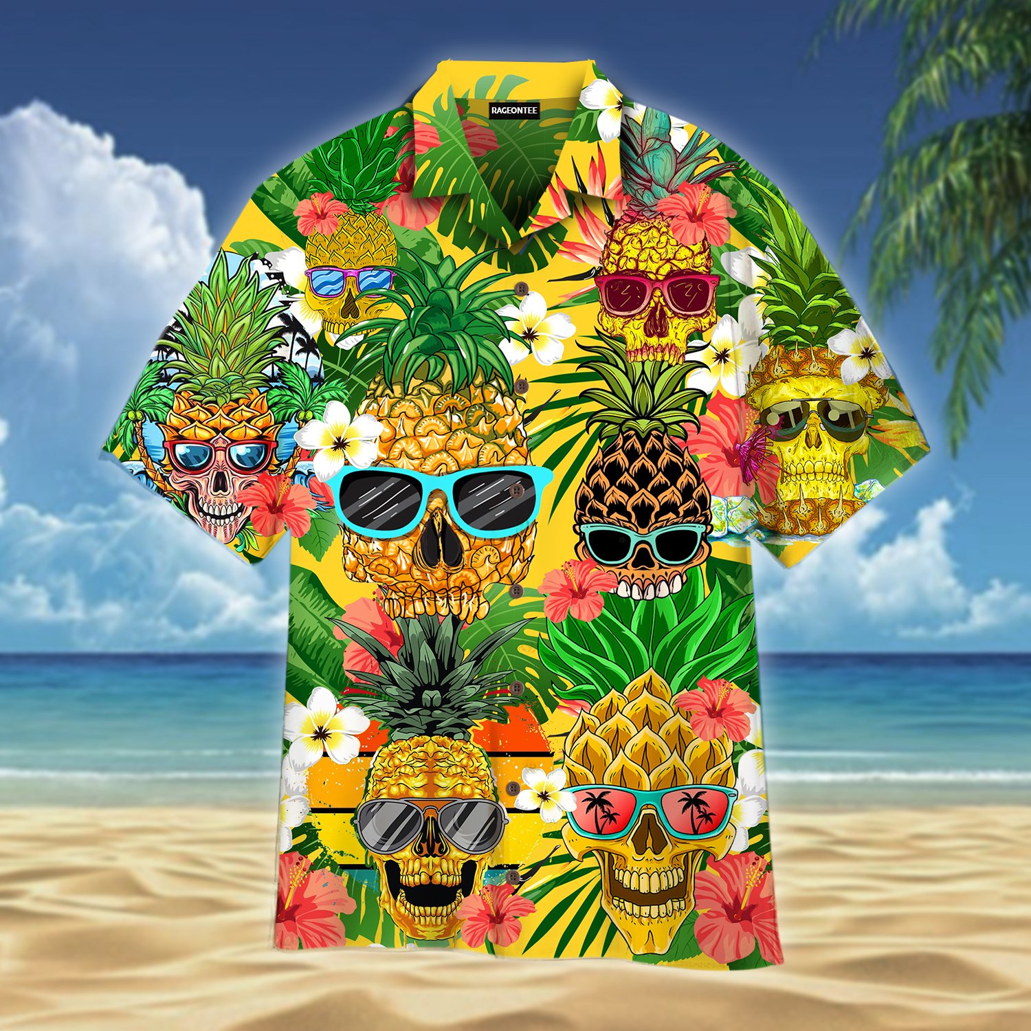 Pineapple Skull Tropical Hawaiian Shirt For Men Women Adult