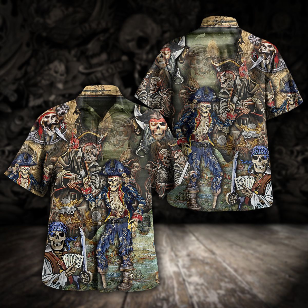 Pirate Skull Hunting Treasure 3d Hawaiian Shirt