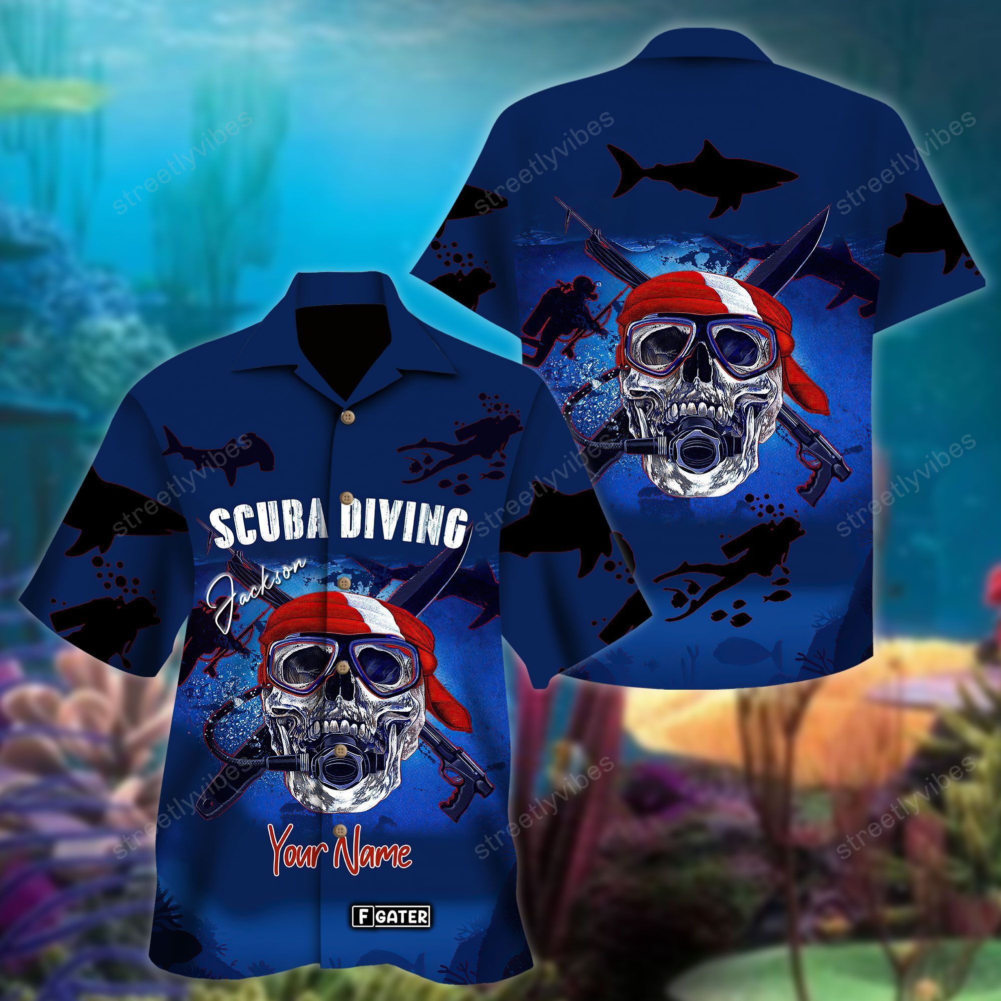 Pirate Skull Scuba Diver Custom Hawaiian Shirt