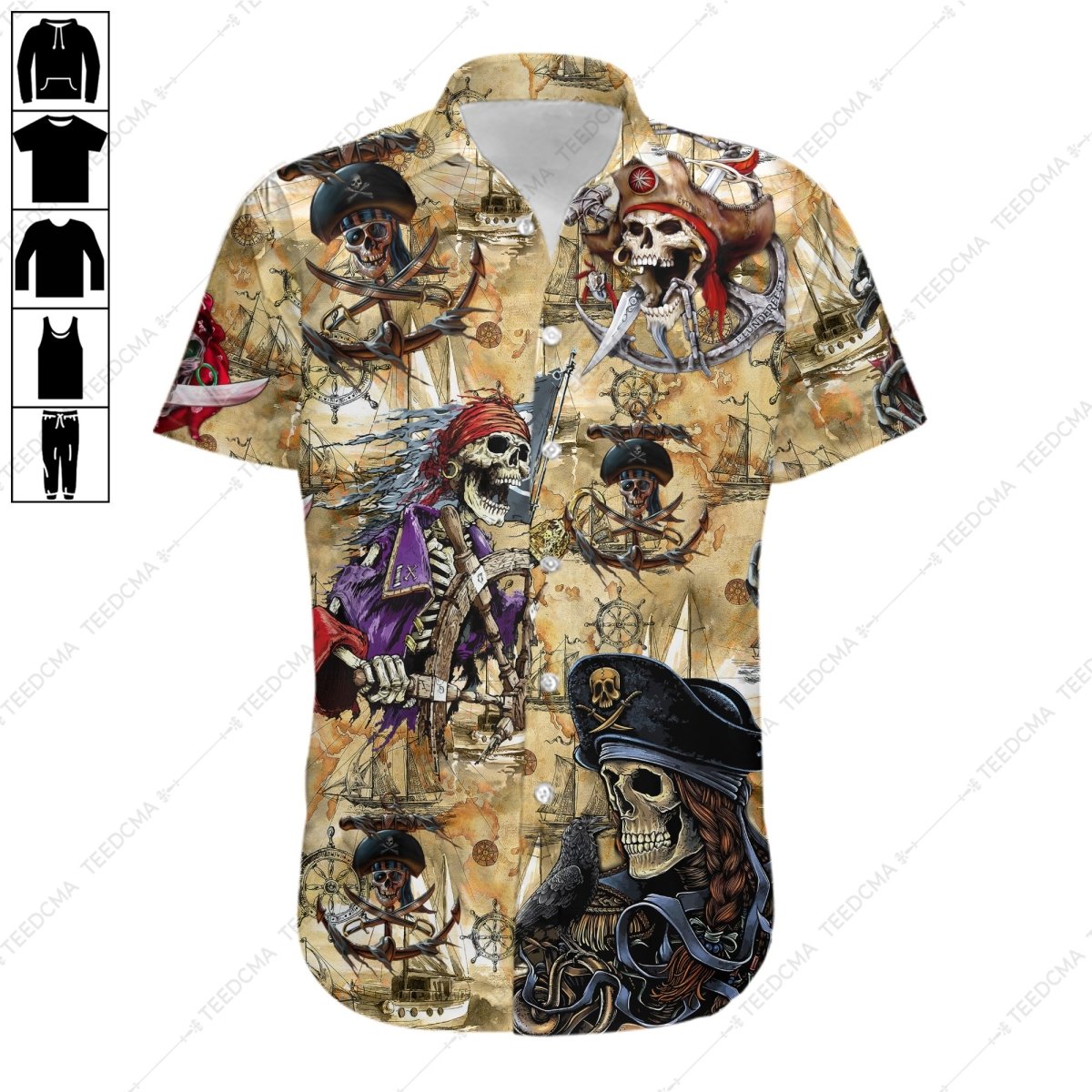 Pirates Skull Hawaiian Shirt