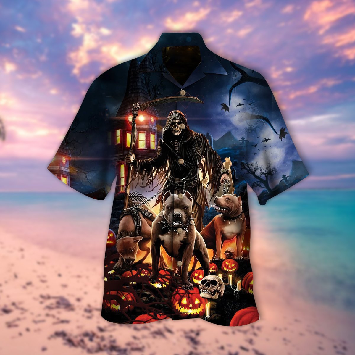 Pitbull Skull Halloween Hawaiian Shirt For Men Women