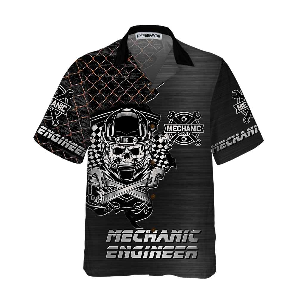 Premium Mechanic Hawaiian Shirt Cool Skull Mechanic Shirt