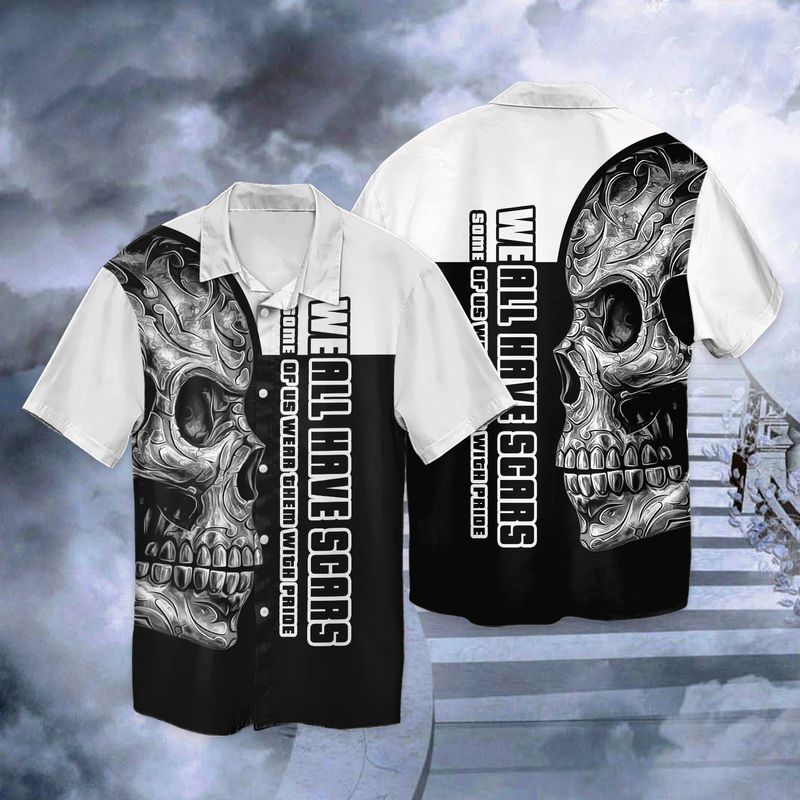 Pride Skull Scars Tattoo 3d Full Print Hawaiian Shirt