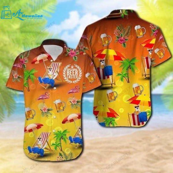 Professional Beer Taster Corgi On The Beach Hawaiian Shirts Best Gift Ideas-1