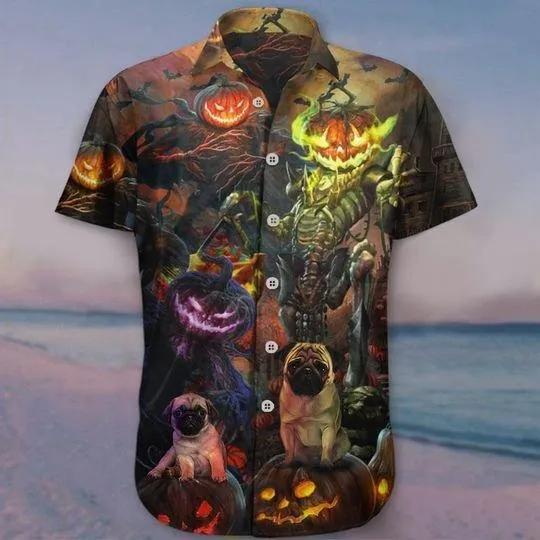 Pug Pumpkin King Halloween Hawaiian Shirt Pug Lover Hawaiian Shir