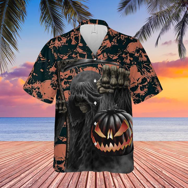 Pumpkin Skull Lantern Halloween Hawaiian Shirt For Men Women Pumpkin Skull Lantern Halloween Hawaiian Shirt For Men Women