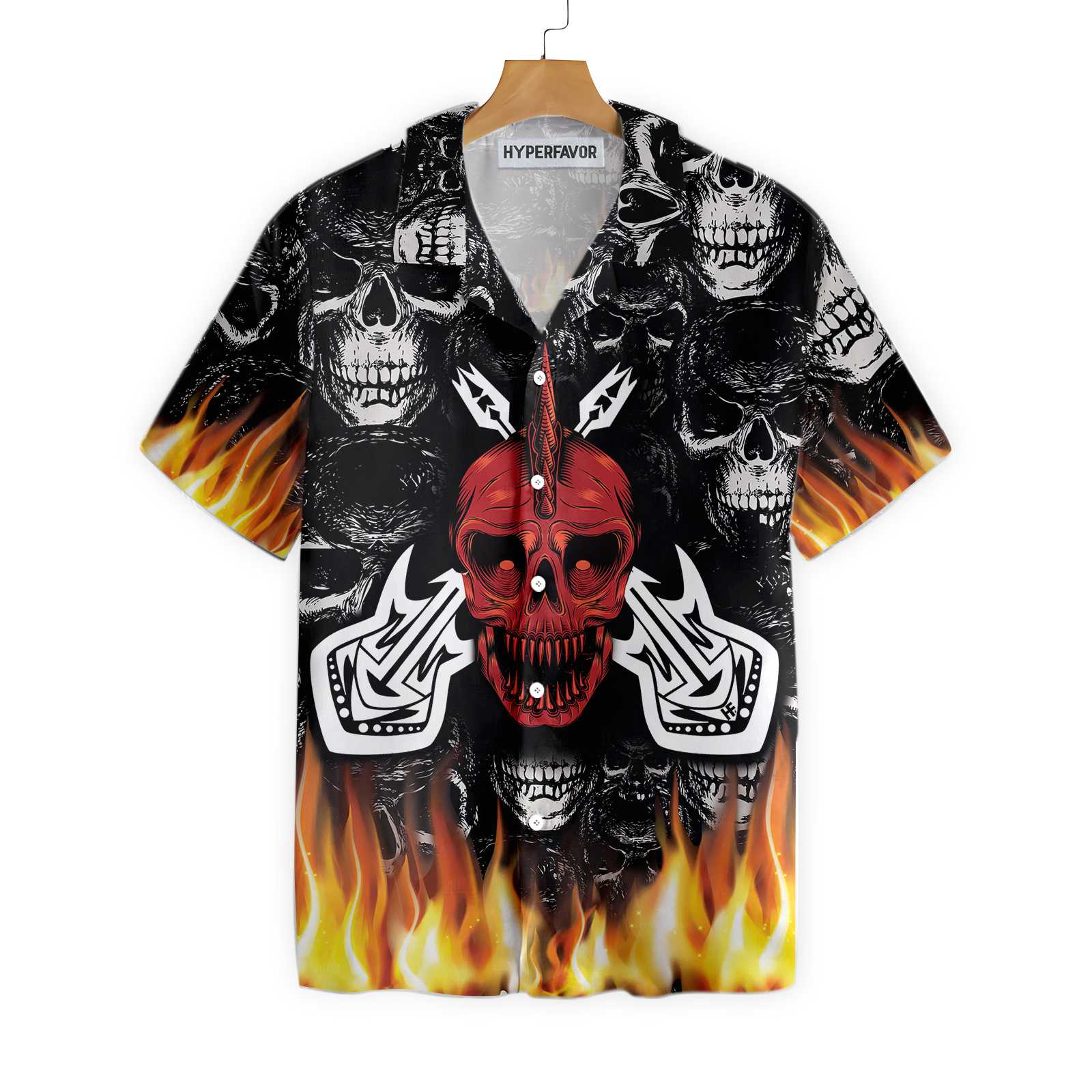 Punk Rock Never Dies Gothic Hawaiian Shirt Flame Electric Guitar Crossbones And Skull Punk Rock Never Dies Gothic Hawaiian Shirt Flame Electric Guitar Crossbones And Skull