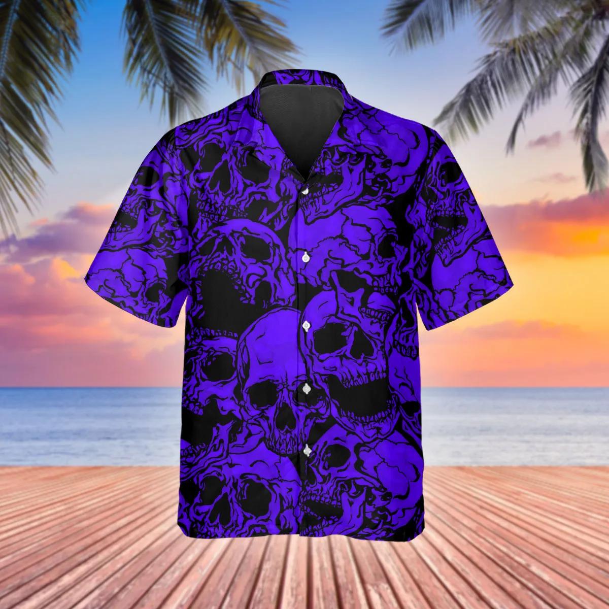 Purple Head Skull Hawaiian Shirt