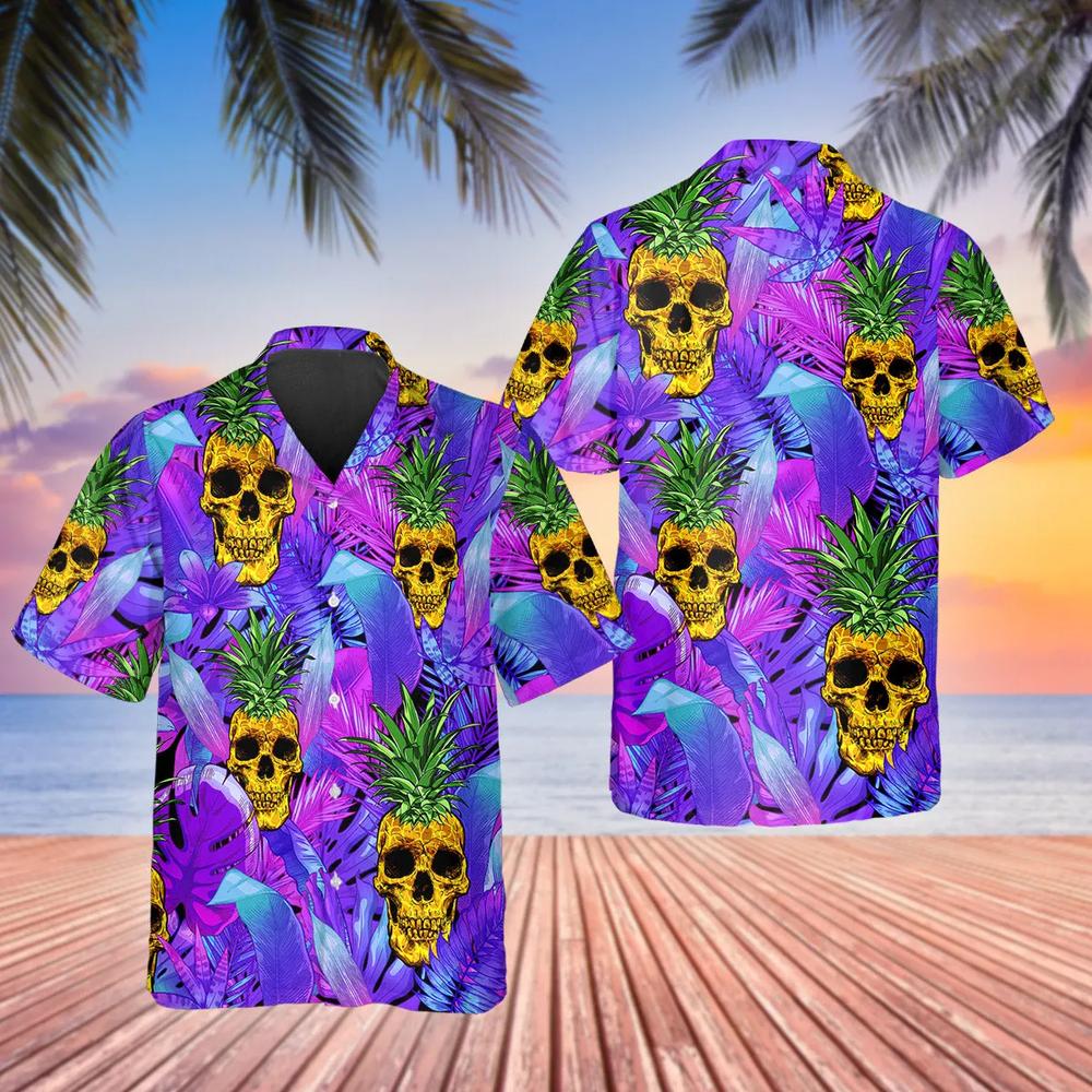 Purple Pineapple Skull Hawaiian Shirt