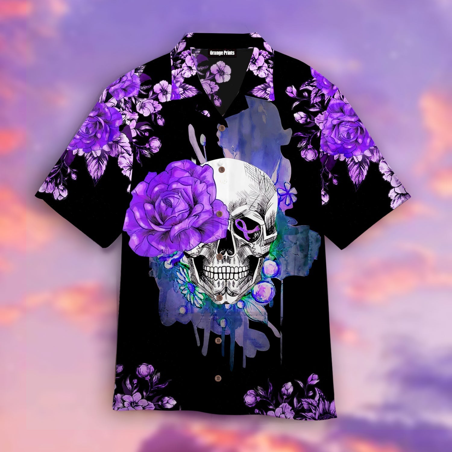 Purple Skull Hawaiian Shirt For Men Women Adult Wt5459-1