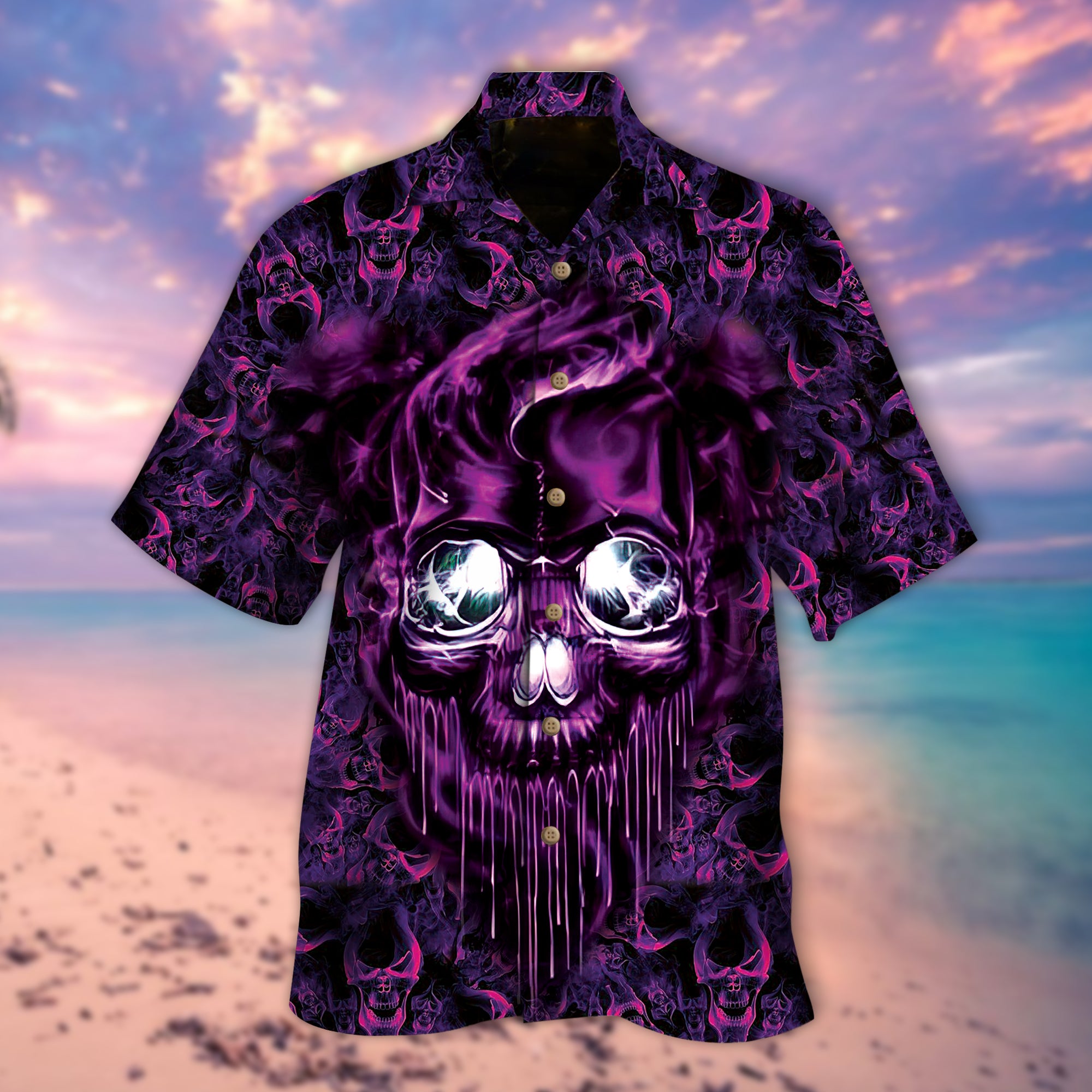 Purple Skull Hawaiian Shirt – Mc085-1