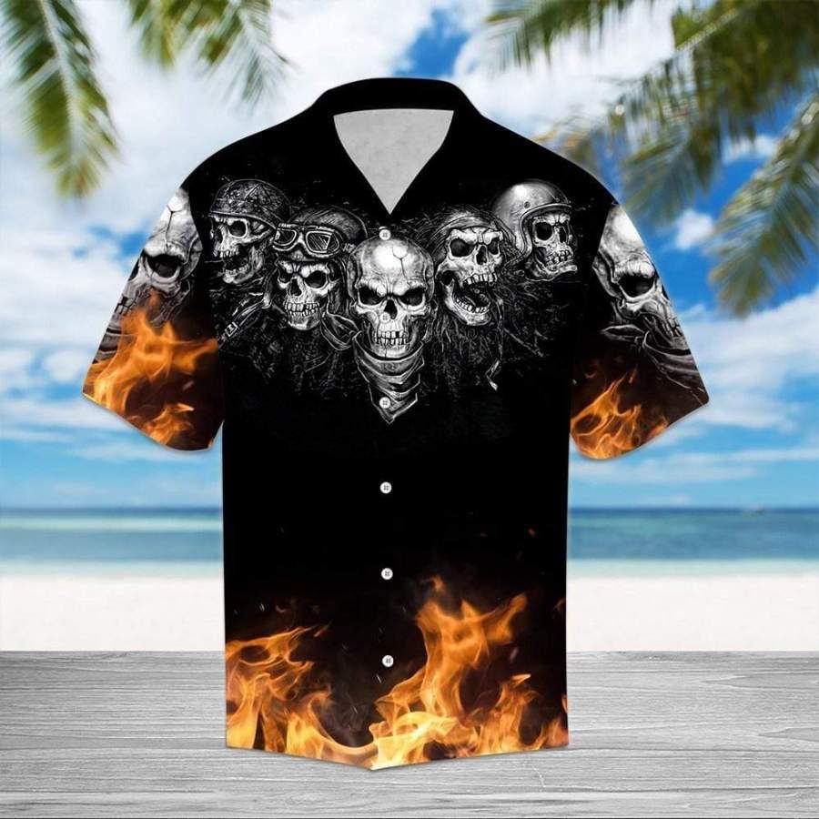 Racing Skull Fire Hawaiian Aloha Shirts Aloha Shirts
