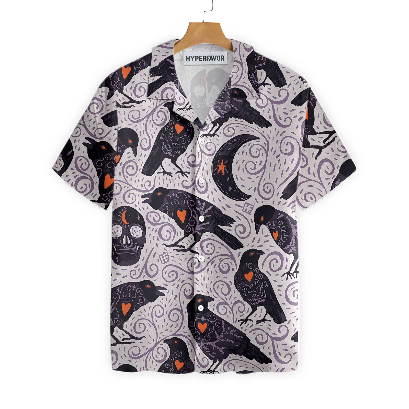 Raven And Skull Halloween Hawaiian Shirt Halloween Shirt For Men And Women