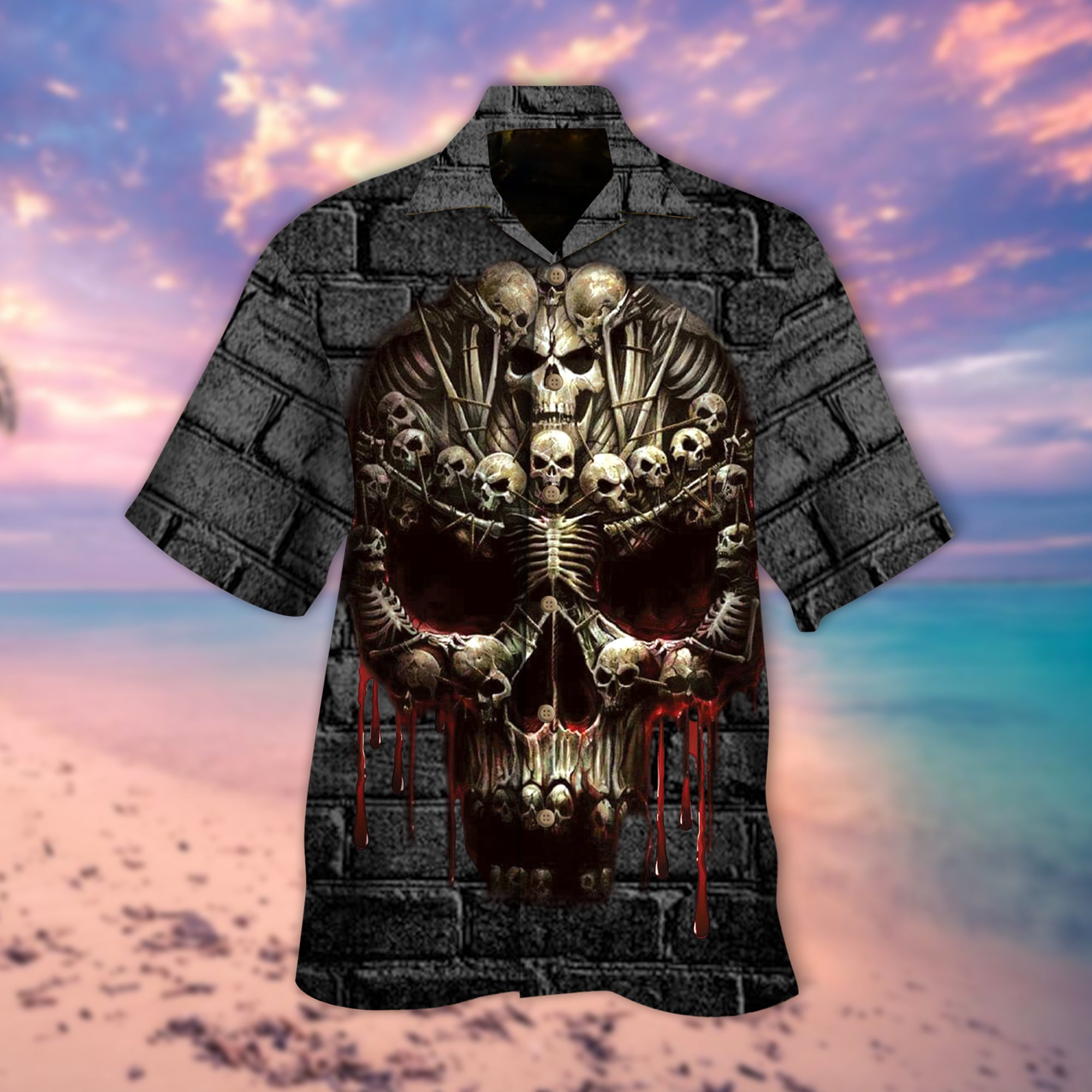 Red Blood Skull Hawaiian Shirt