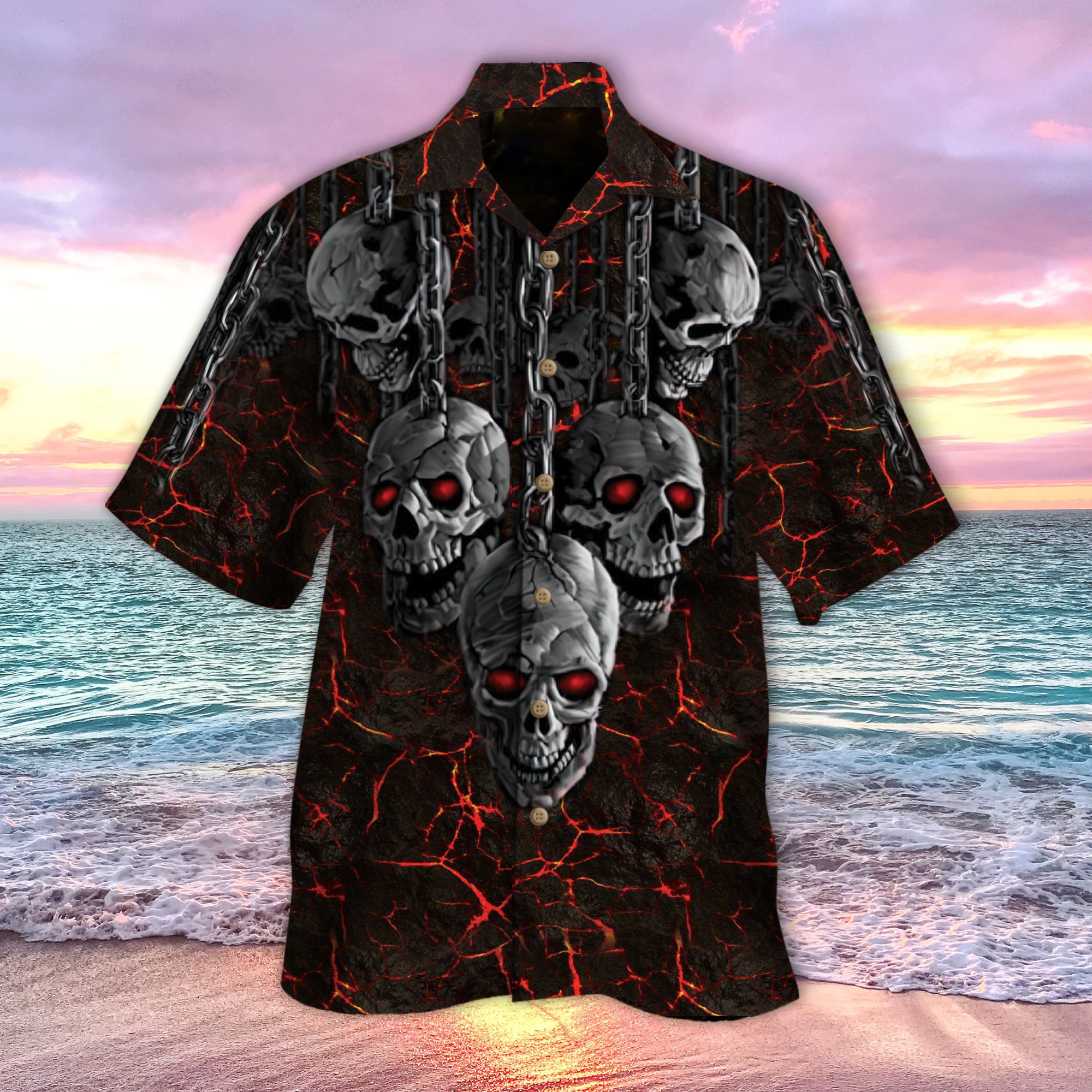 Red Eye Lava Skull Hawaiian Shirt