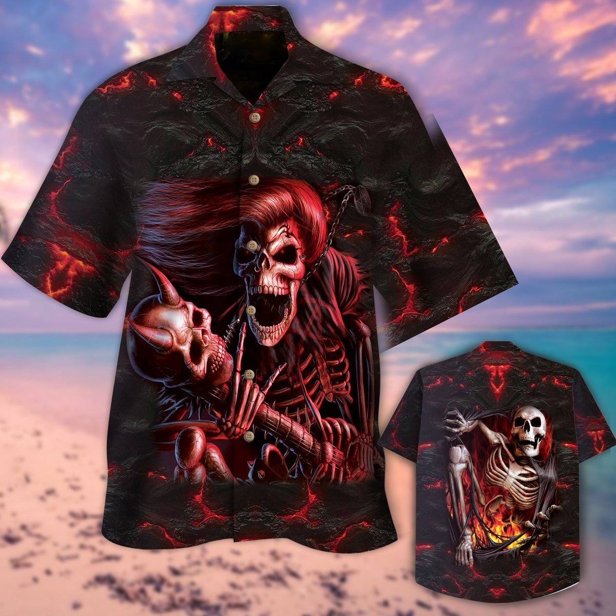 Red Skull Halloween Hawaiian Shirt For Men Women