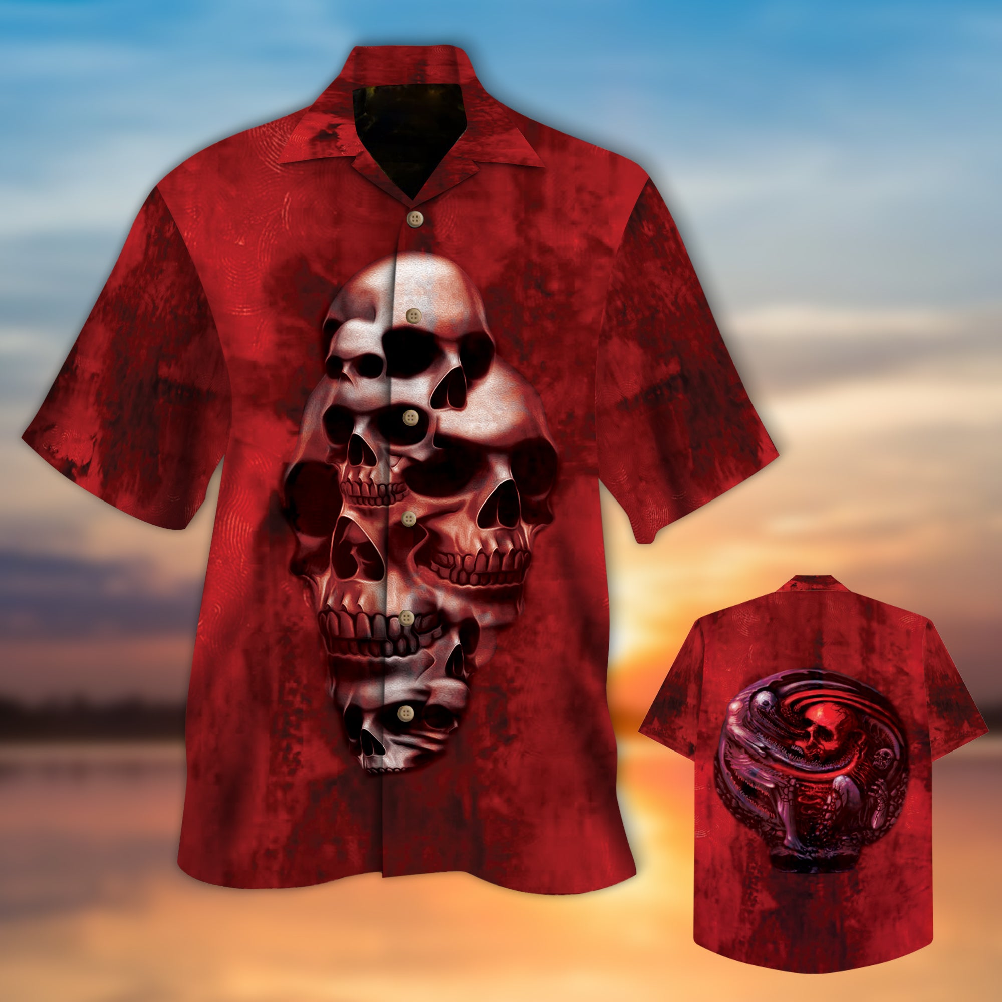 Red Skull Hawaiian Shirt