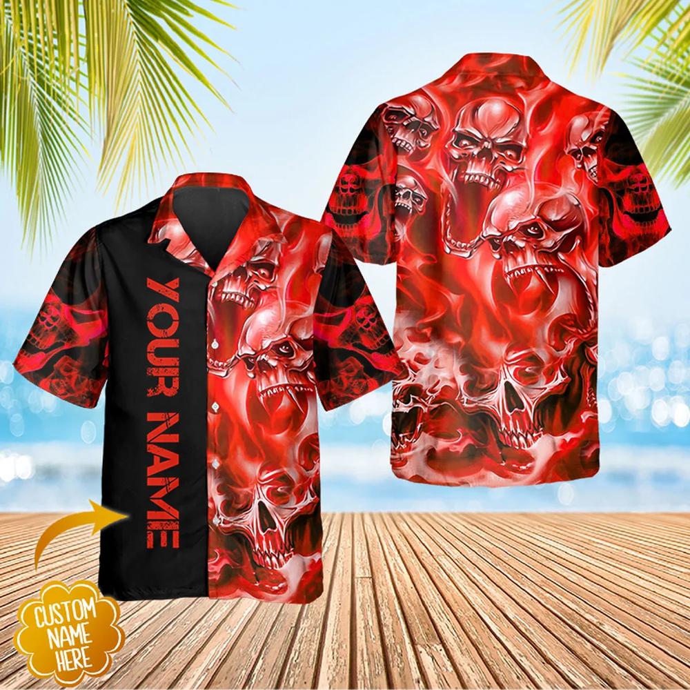 Red Skull Pile Personalized Hawaiian Shirt