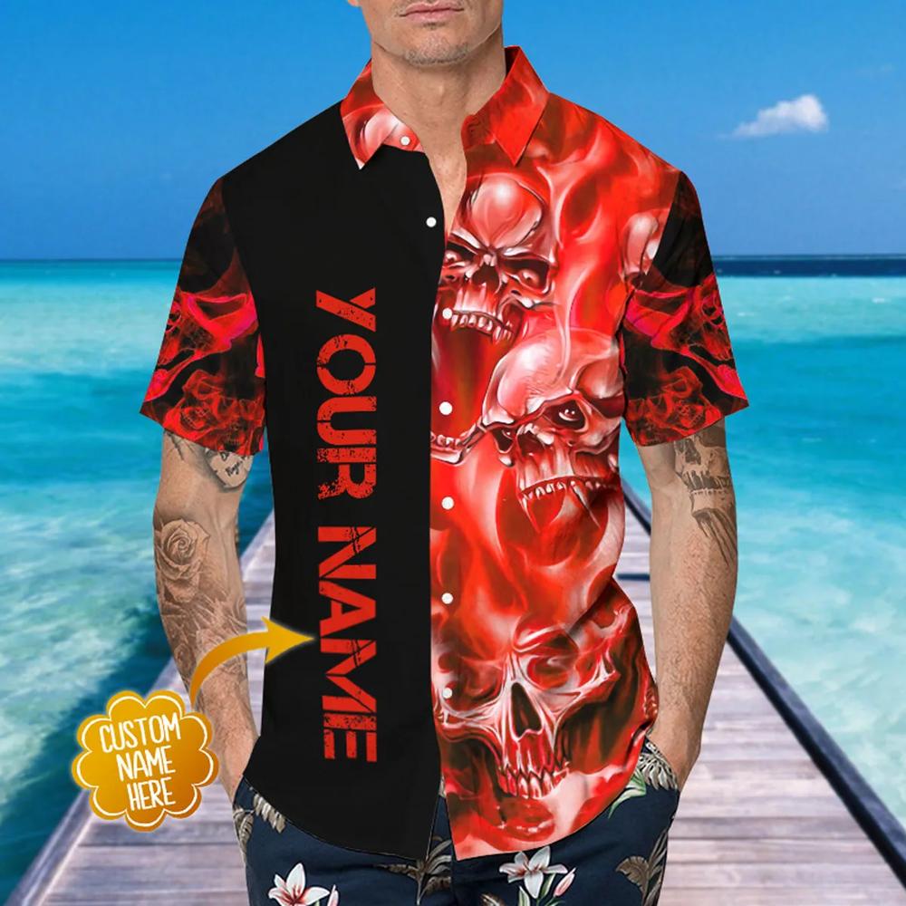 Red Skull Pile Personalized Hawaiian Shirt
