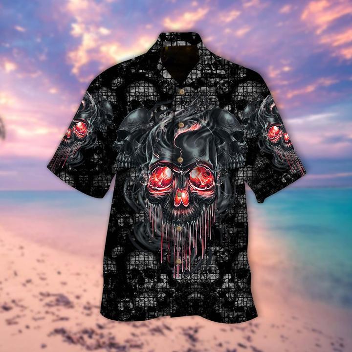 Red Skull Smoke Halloween Hawaiian Shirt For Men Women Adult Red Skull Smoke Halloween Hawaiian Shirt For Men Women Adult