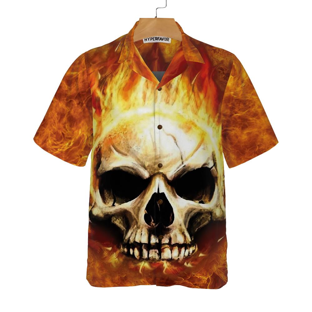 Red Skull Smoke Hawaiian Shirt Cool Flame Skull Shirt For Men And Women