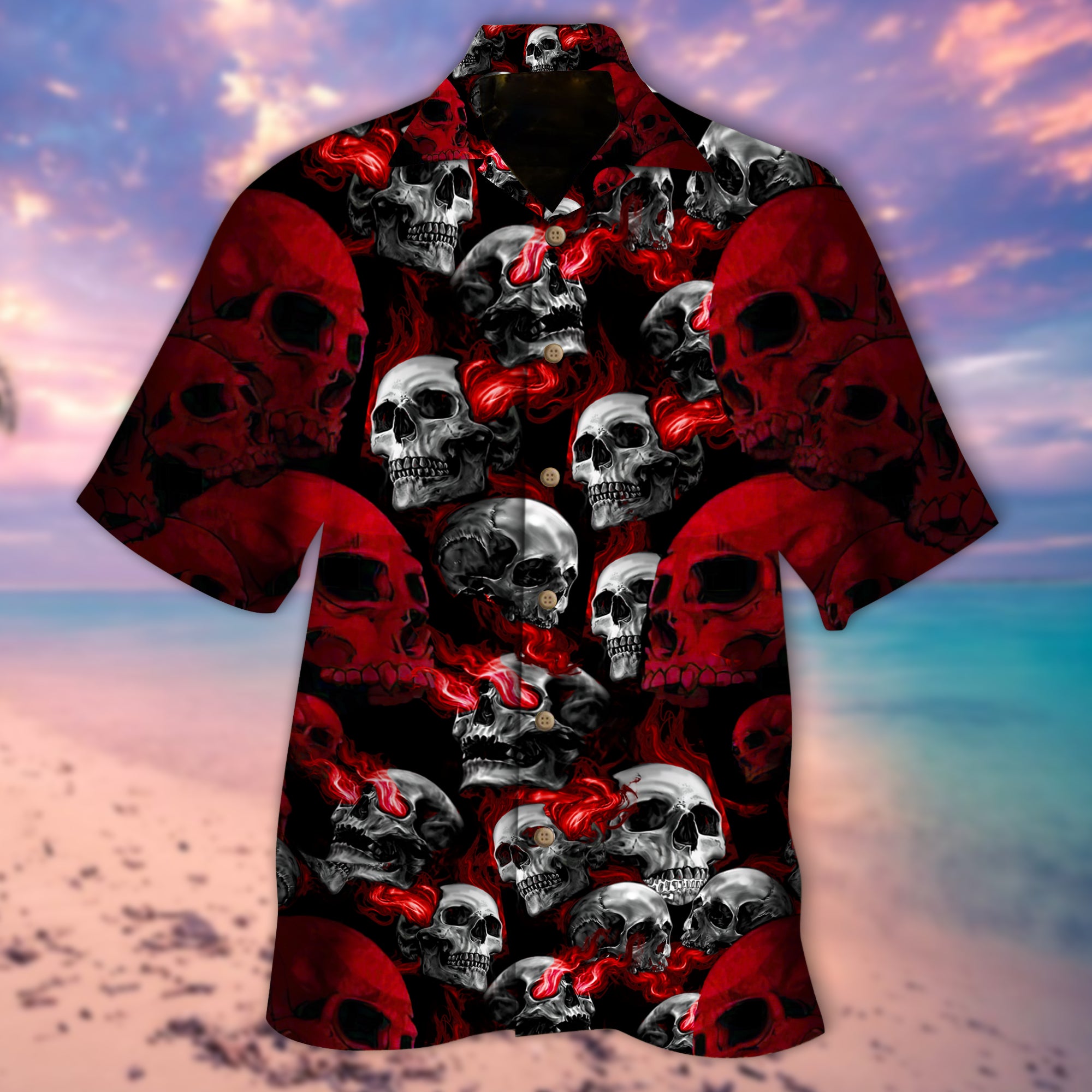 Red Skull Smoke Hawaiian Shirt – Mc072-1