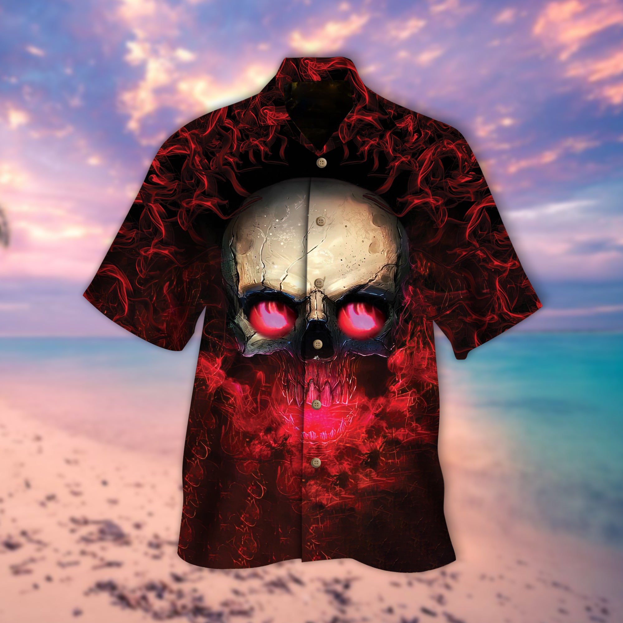 Red Skull Smoke Hawaiian Shirt – Pp045-1