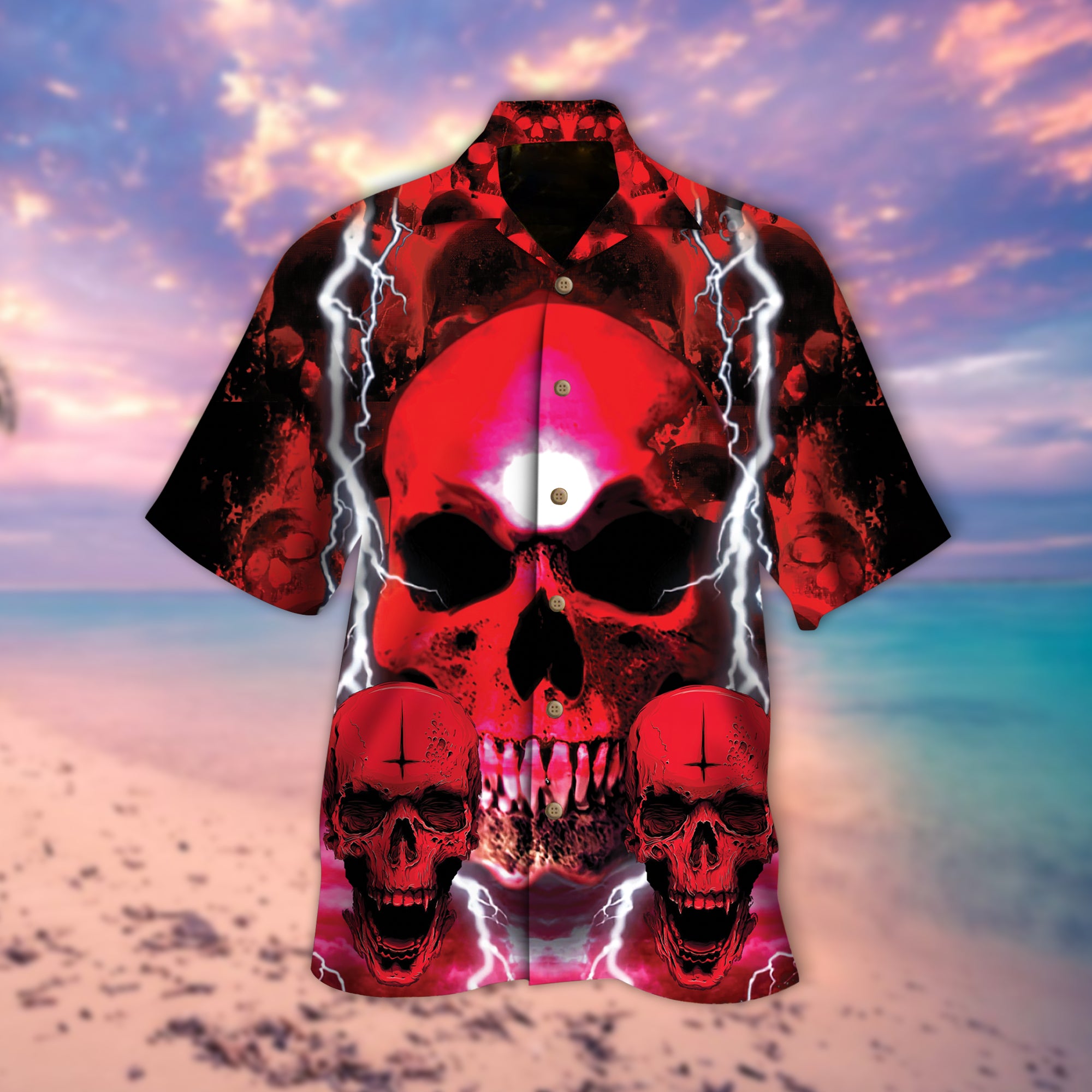 Red Skull Thunder Hawaiian Shirt – Mc0113-1