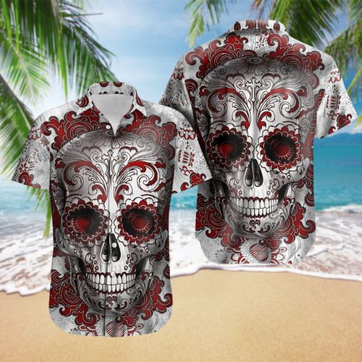 Red Sugar Skull Hawaiian Shirt