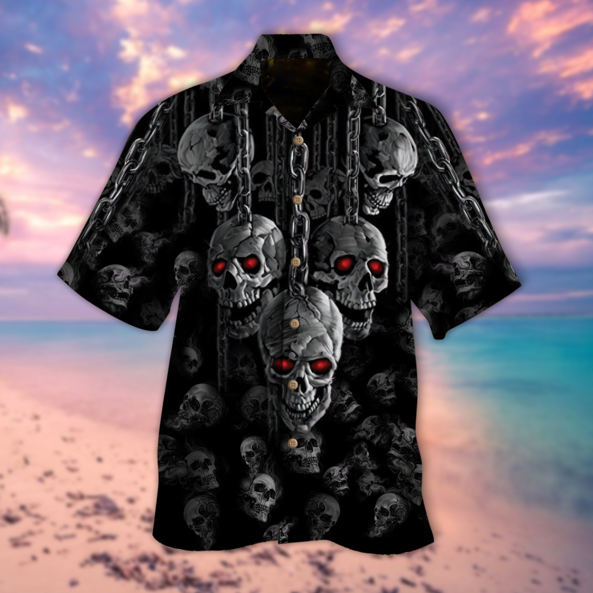Red-eye Skull Chain Hawaiian Shirt