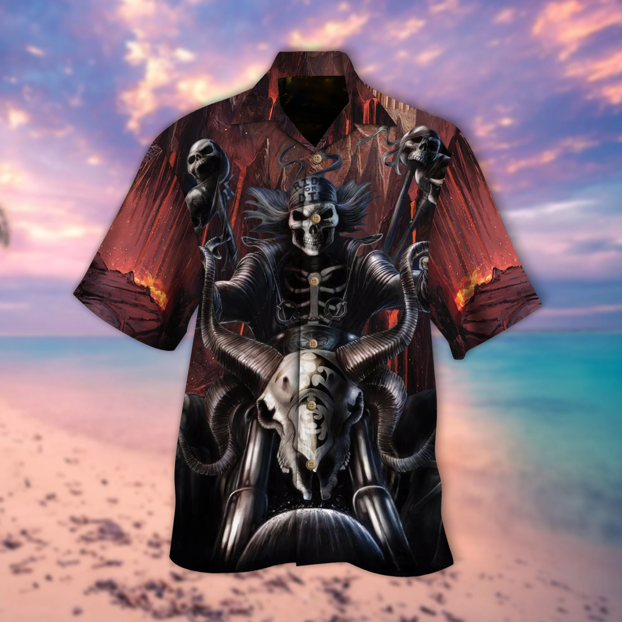 Ride Or Die Skull Motorbike Hawaiian Shirt