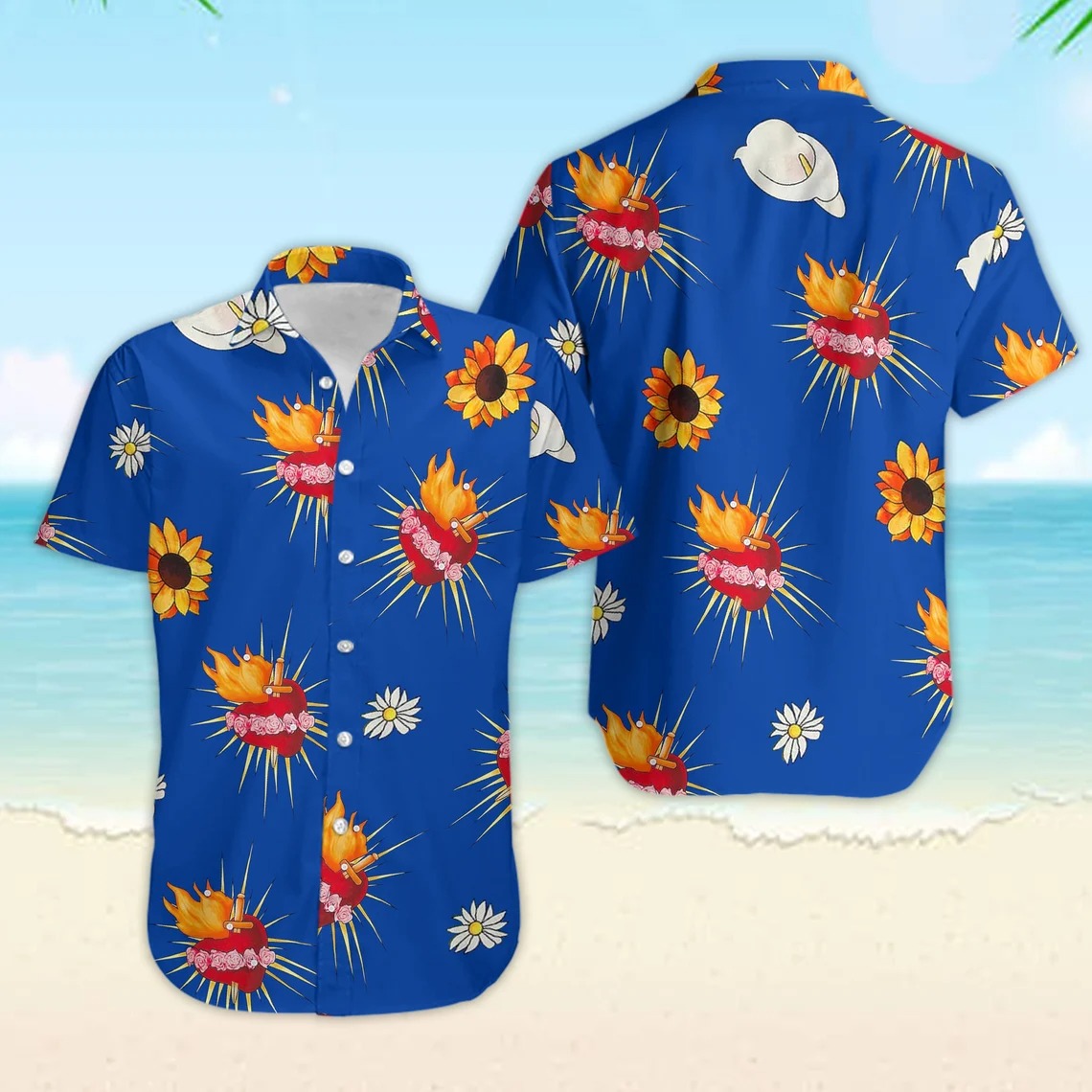 Romeo And Juliet Sacred Heart Button Up Hawaiian Shirt
