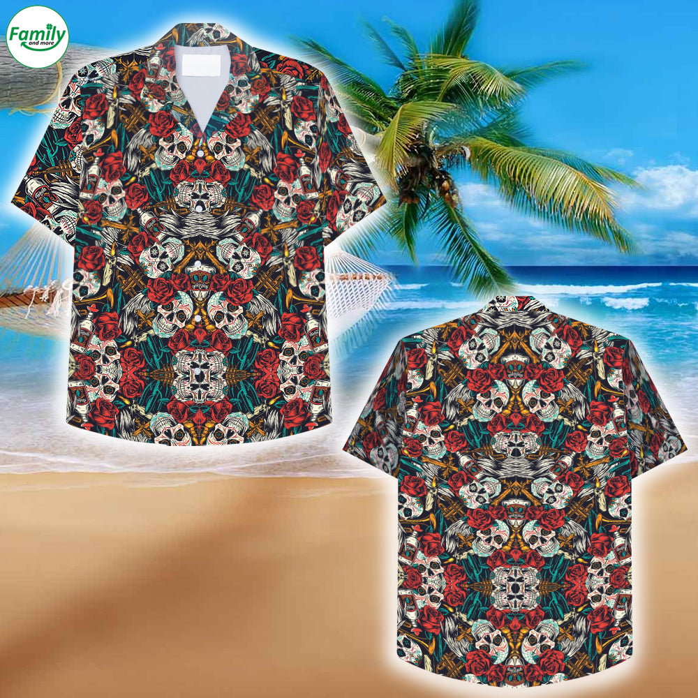 Rose Skull Hawaiian Shirt