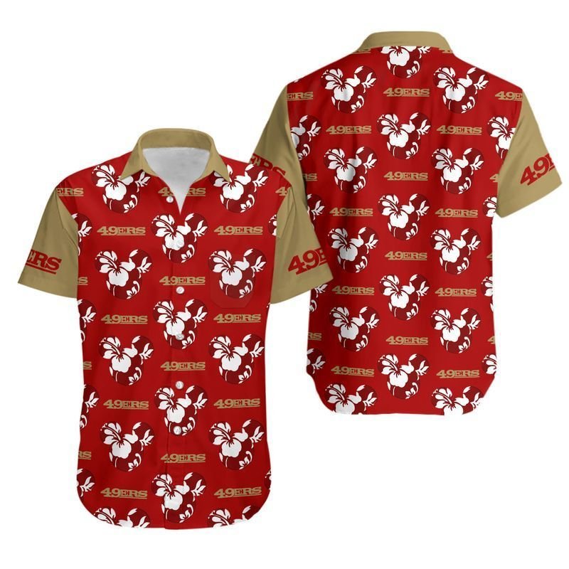 San Francisco 49ers Mickey Mickey And Flowers Hawaiian Shirt For Fans-1
