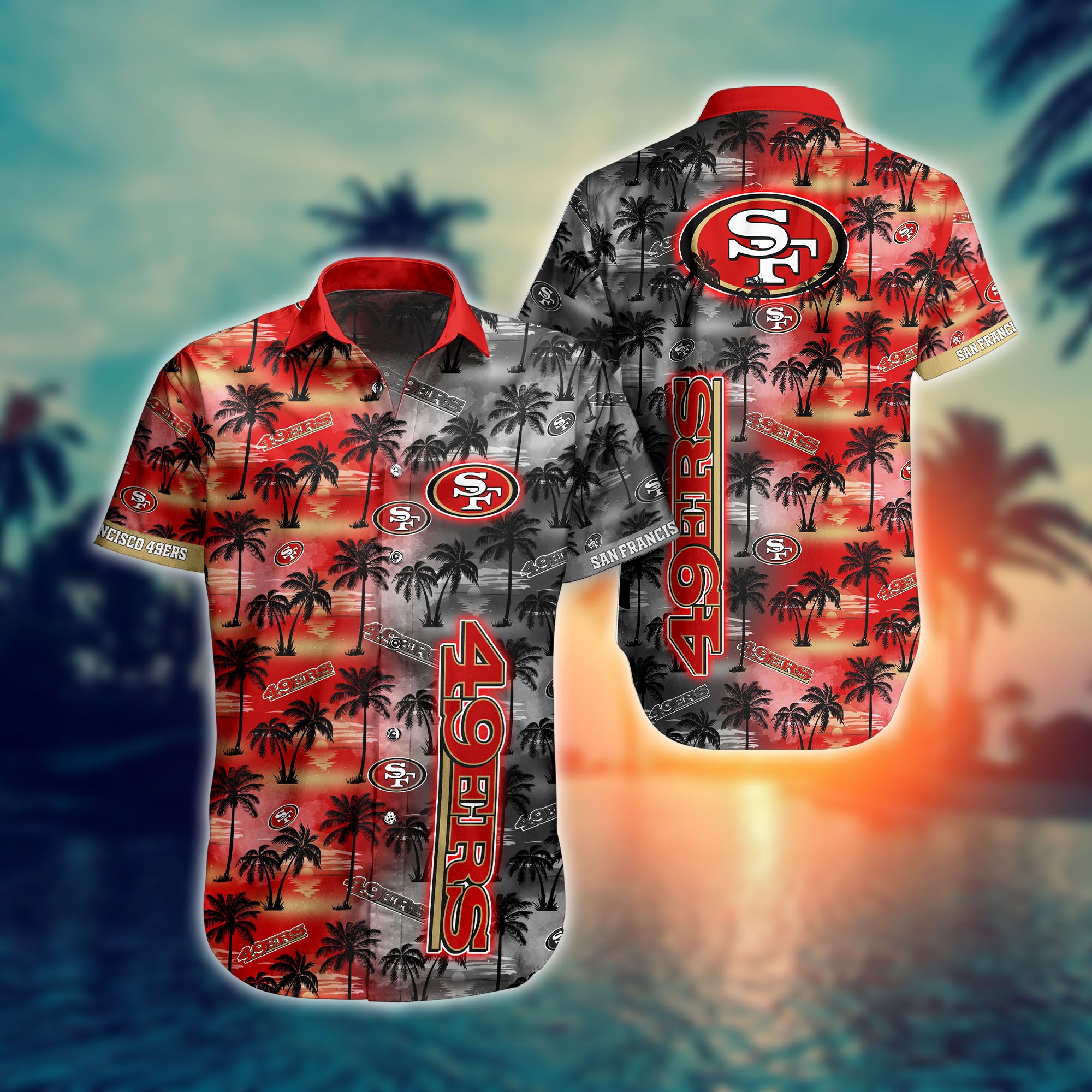 San Francisco 49ers Nfl Hawaiian Shirts And Shorts For Fans-1