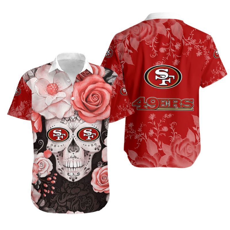 San Francisco 49ers Skull Nfl Hawaiian Shirt For Fans 01-1