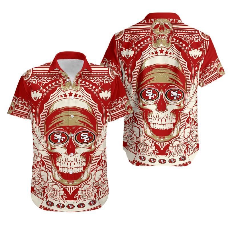 San Francisco 49ers Skull Nfl Hawaiian Shirt For Fans-1