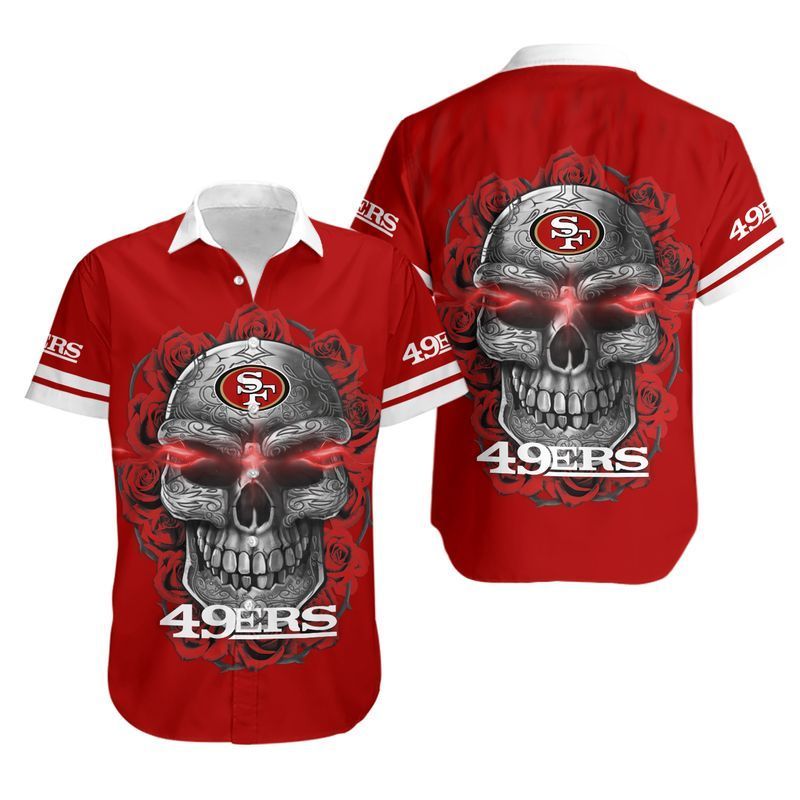 San Francisco 49ers Sugar Skull Nfl Hawaiian Shirt For Fans-1